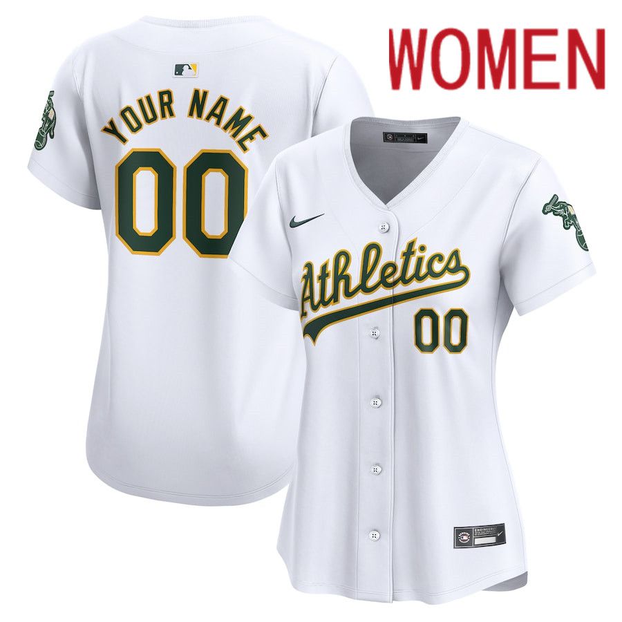 Women Oakland Athletics Nike White Home Limited Custom MLB Jersey